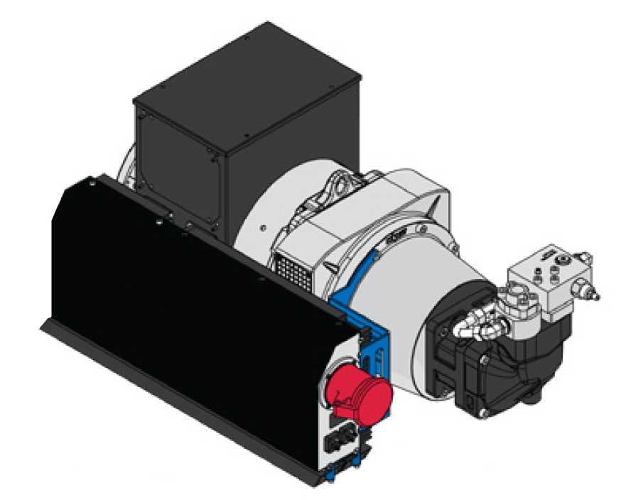 HMG-PRO40kW - Hydraulisch angetriebener Magnet-Generator 40 kW - Montage auf einer Trägermaschine